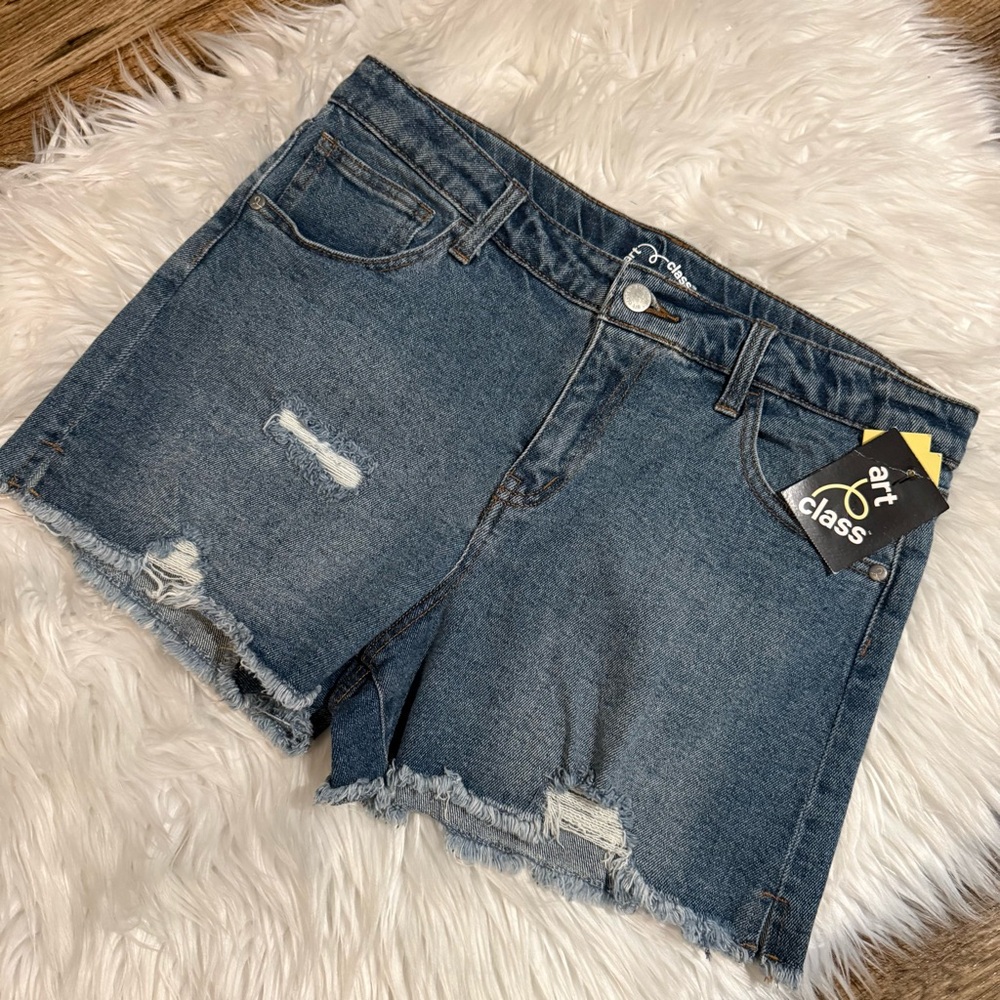 Art Class Girls Denim Shorts Size XXL 18 Distressed Frayed Hem‎ NEW